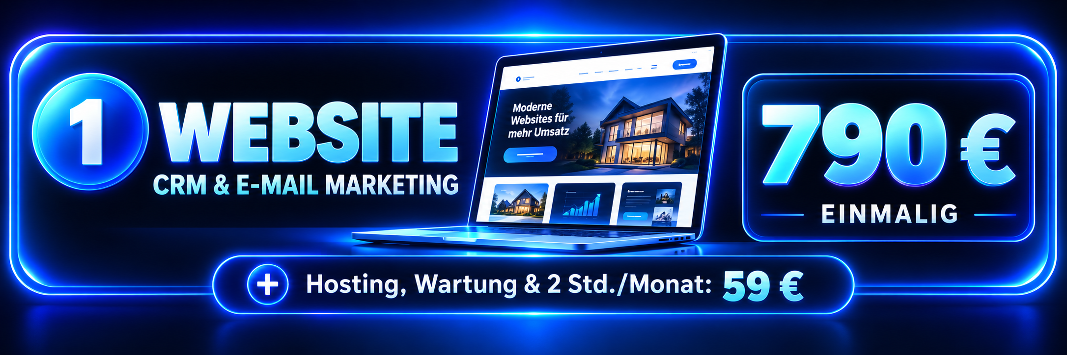 Website mit CRM-Anbindung und bis zu 5 Unterseiten: 790 € einmalig